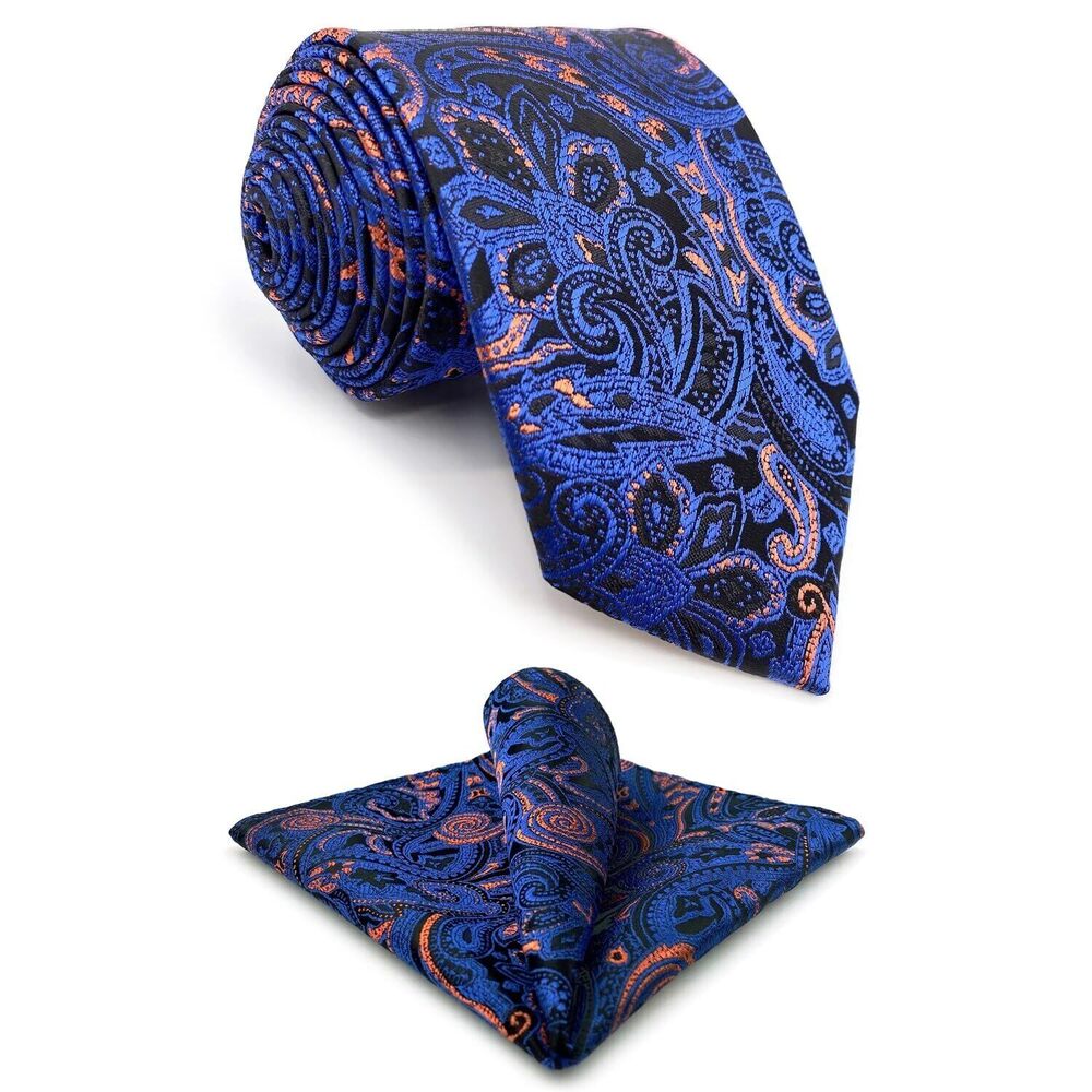 8637 Neckties Orange Blue Neck Tie Set Classic Size Pack
